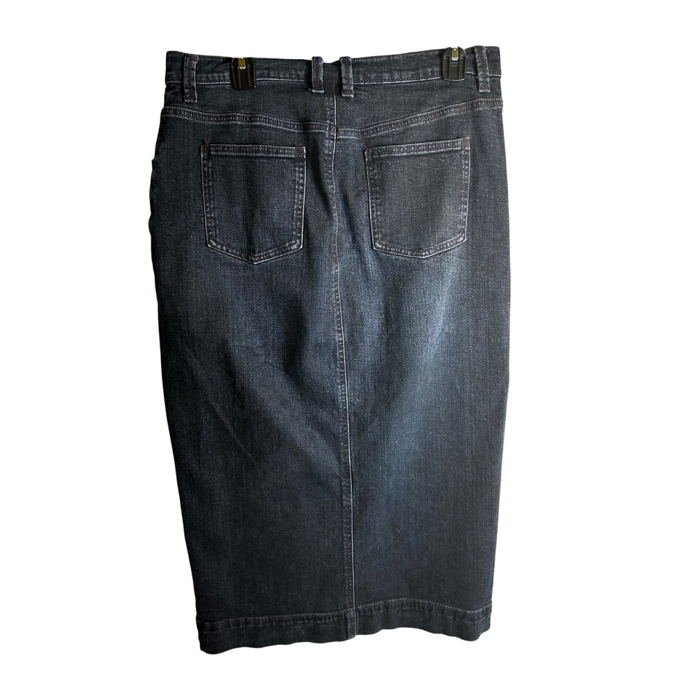 Gloria Vanderbilt Denim Skirt Size 10 Dark Blue Slimming Pencil Midi Womens